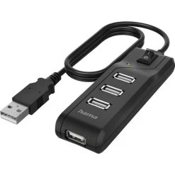 HAMA Hub USB-A 2.0 Switch 4x Porte, Sort
