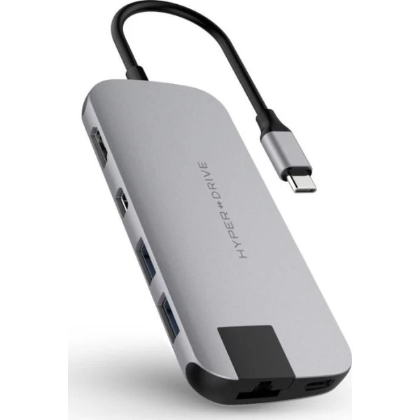 Hyper Slim 8-i-1 USB-C Hub, Grå 3 Hyper Slim 8-i-1 USB-C Hub, Grå