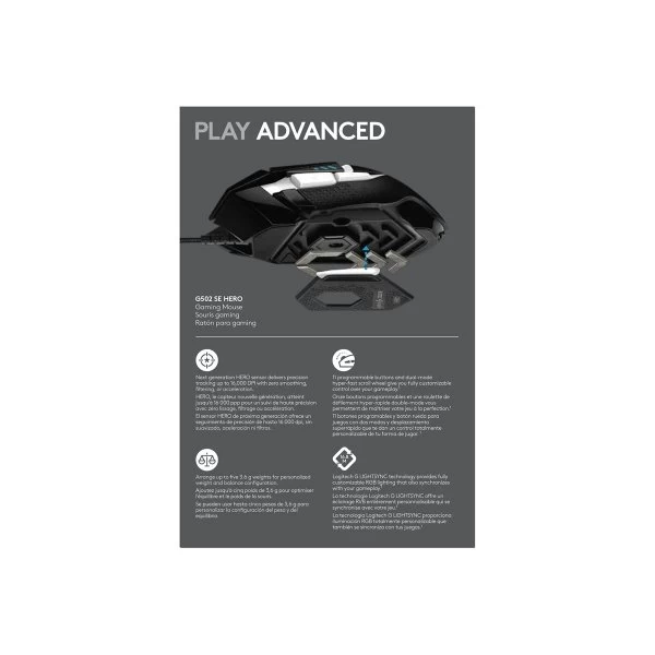 Logitech G502 SE Hero Gaming Mus, Sort/hvid 7 Logitech G502 SE Hero Gaming Mus, Sort/hvid - Billede 5
