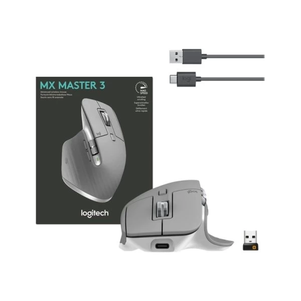 Logitech MX Master 3 Avanceret Trådløs Mus, Grå 4 Logitech MX Master 3 Avanceret Trådløs Mus, Grå - Billede 2