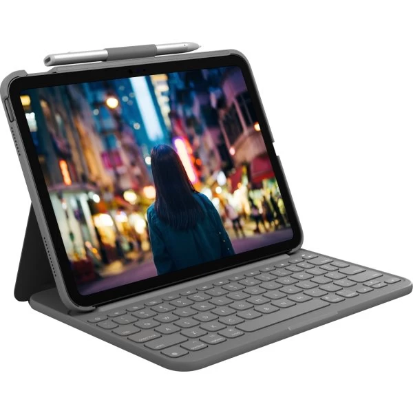 Logitech Slim Folio IPad Cover M/ Tastatur, Grå 3 Logitech Slim Folio IPad Cover M/ Tastatur, Grå