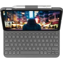 Logitech Slim Folio IPad Cover M/ Tastatur, Grå 7 Logitech Slim Folio IPad Cover M/ Tastatur, Grå -Computer Og Tablet Tilbehør logitech slim folio ipad cover m tastatur gra 2