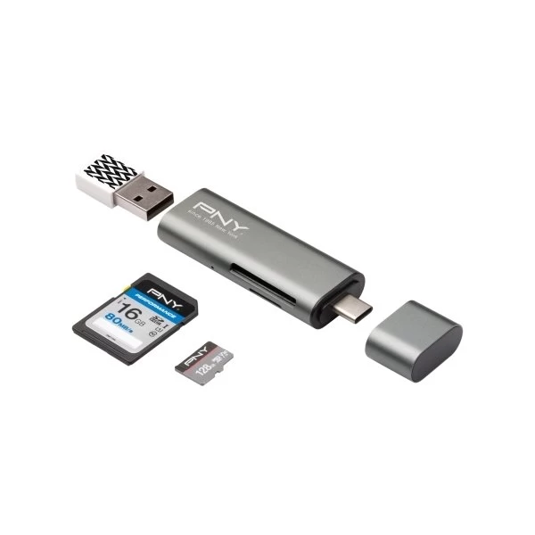 PNY USB-C Kortlæser – USB Adapter, Grå 3 PNY USB-C Kortlæser – USB Adapter, Grå