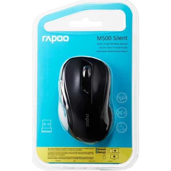 RAPOO M500 Multi-Mode Trådløs Optisk Mus, Sort 4 RAPOO M500 Multi-Mode Trådløs Optisk Mus, Sort - Billede 2