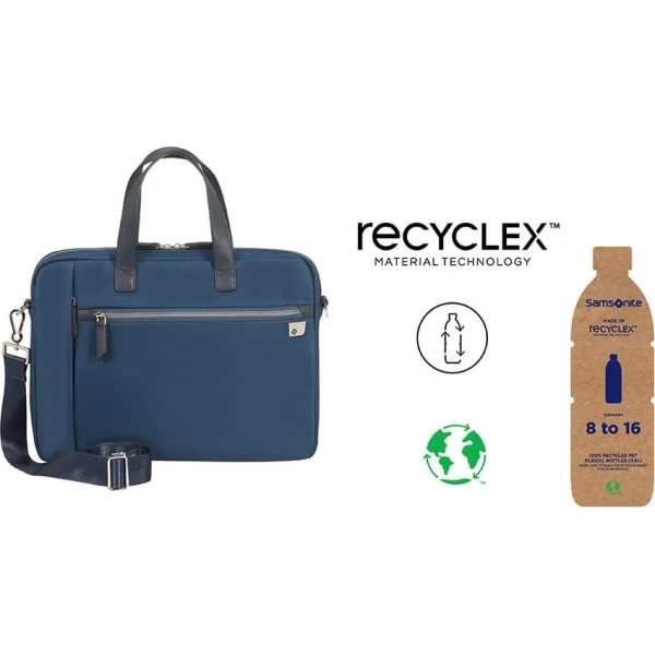 Samsonite Ecowave 15" Slim Computertaske, Navy Blå 4 Samsonite Ecowave 15" Slim Computertaske, Navy Blå - Billede 2