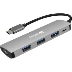 Sandberg USB-C Dock, 100W, HDMI+3xUSB+PD