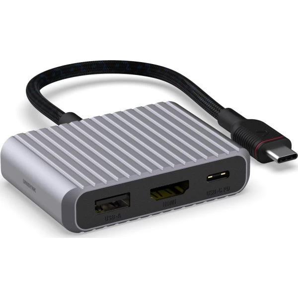 UNISYNK 3-i-1 Universal USB-C Hub, Grå 2 UNISYNK 3-i-1 Universal USB-C Hub, Grå