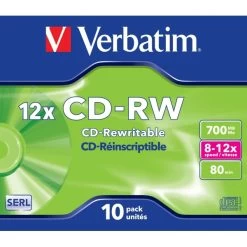 Verbatim CD-RW/700MB Jewel Case, 10 Stk