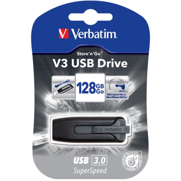 Verbatim Store 'N' Go 128GB SuperSpeed V3 USB 3.0 3 Verbatim Store 'N' Go 128GB SuperSpeed V3 USB 3.0