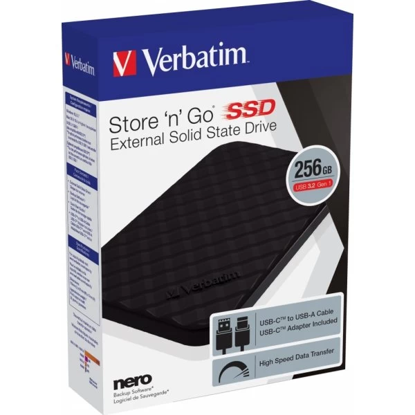 Verbatim Store ‘N’ Go SSD Harddisk, 256GB, Sort 4 Verbatim Store ‘N’ Go SSD Harddisk, 256GB, Sort - Billede 2